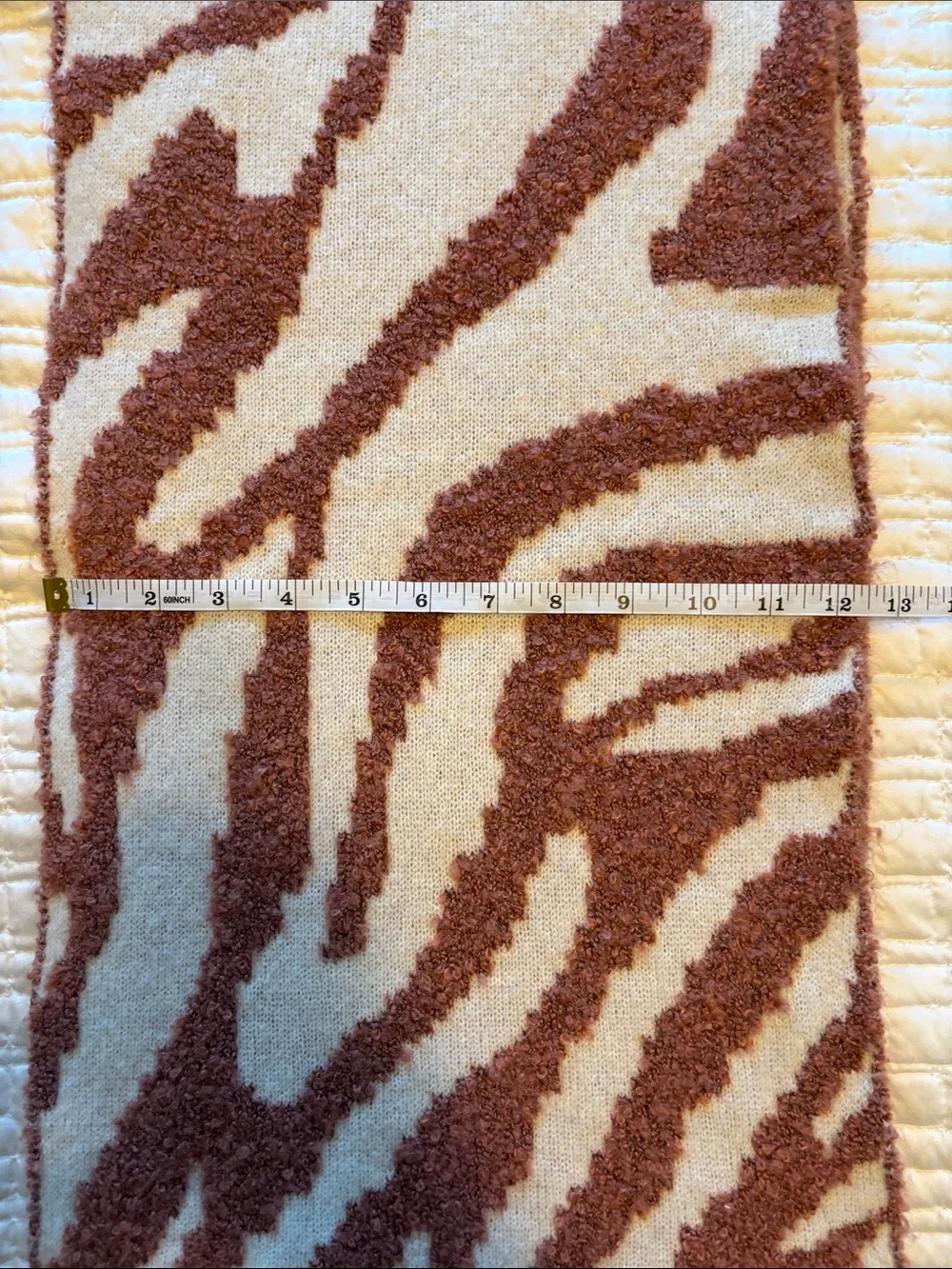 Zebra-Print Cozy Wrap Scarf in Cream and Dusty Rose